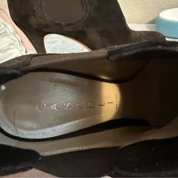 Casadei Browns Suede Ankle Boots Platform Heeled Size 8.5 - Picture 9 of 11